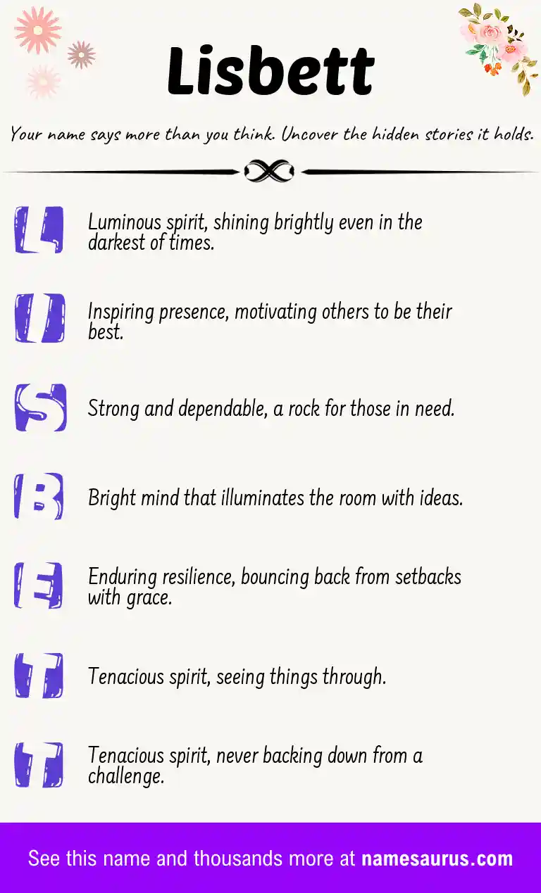 Acrostic poem about Lisbett.