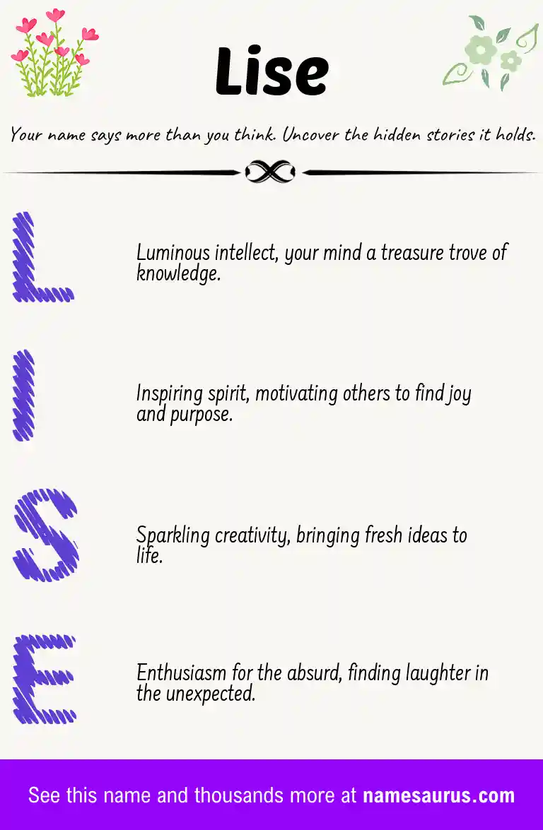 Acrostic poem about Lise.