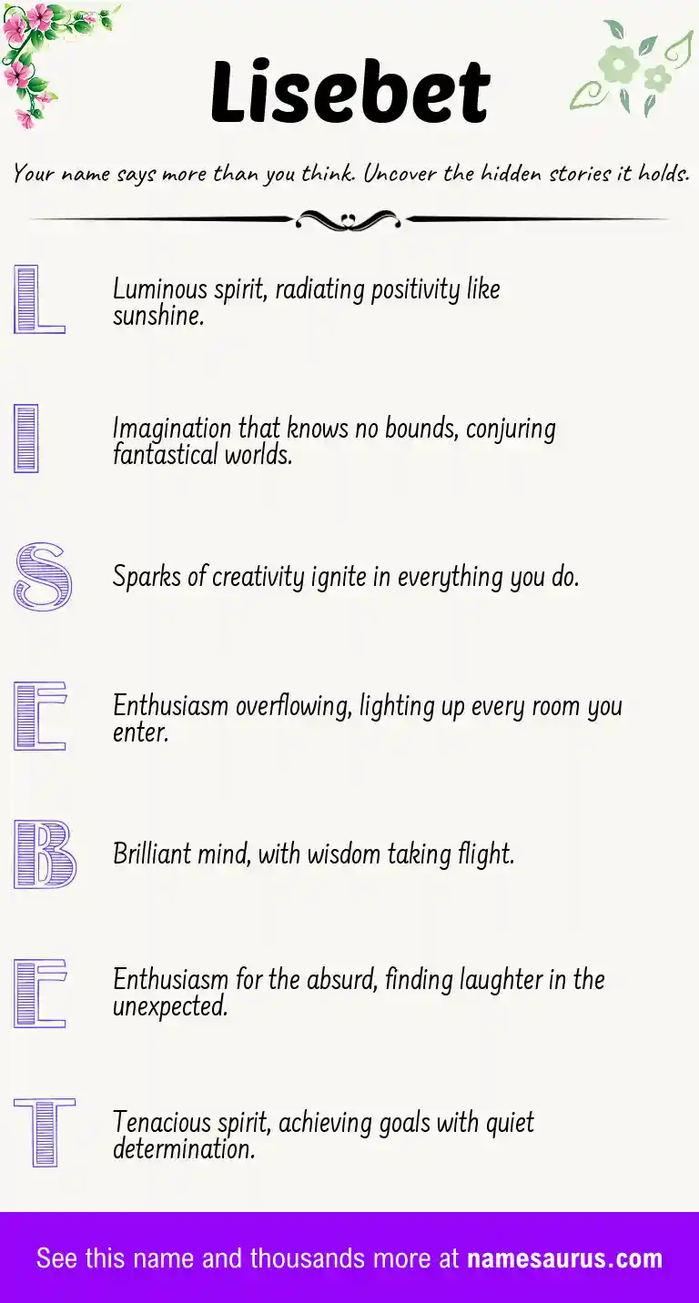 Acrostic poem about Lisebet.