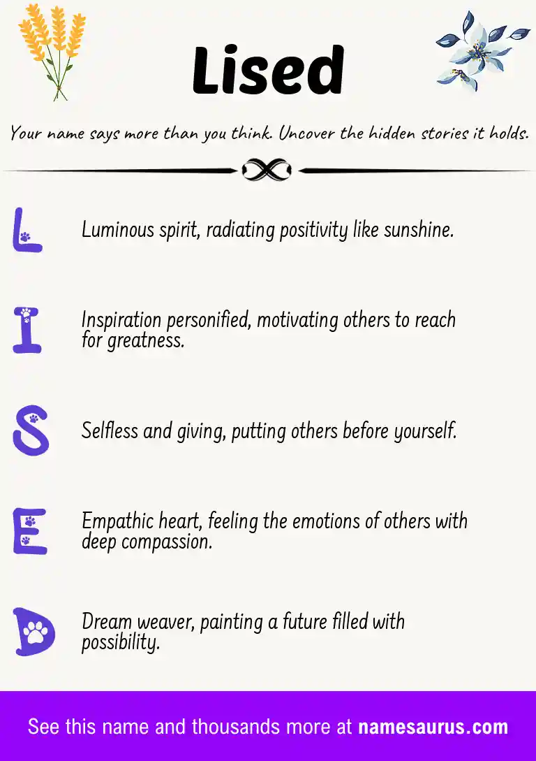 Acrostic poem about Lised.