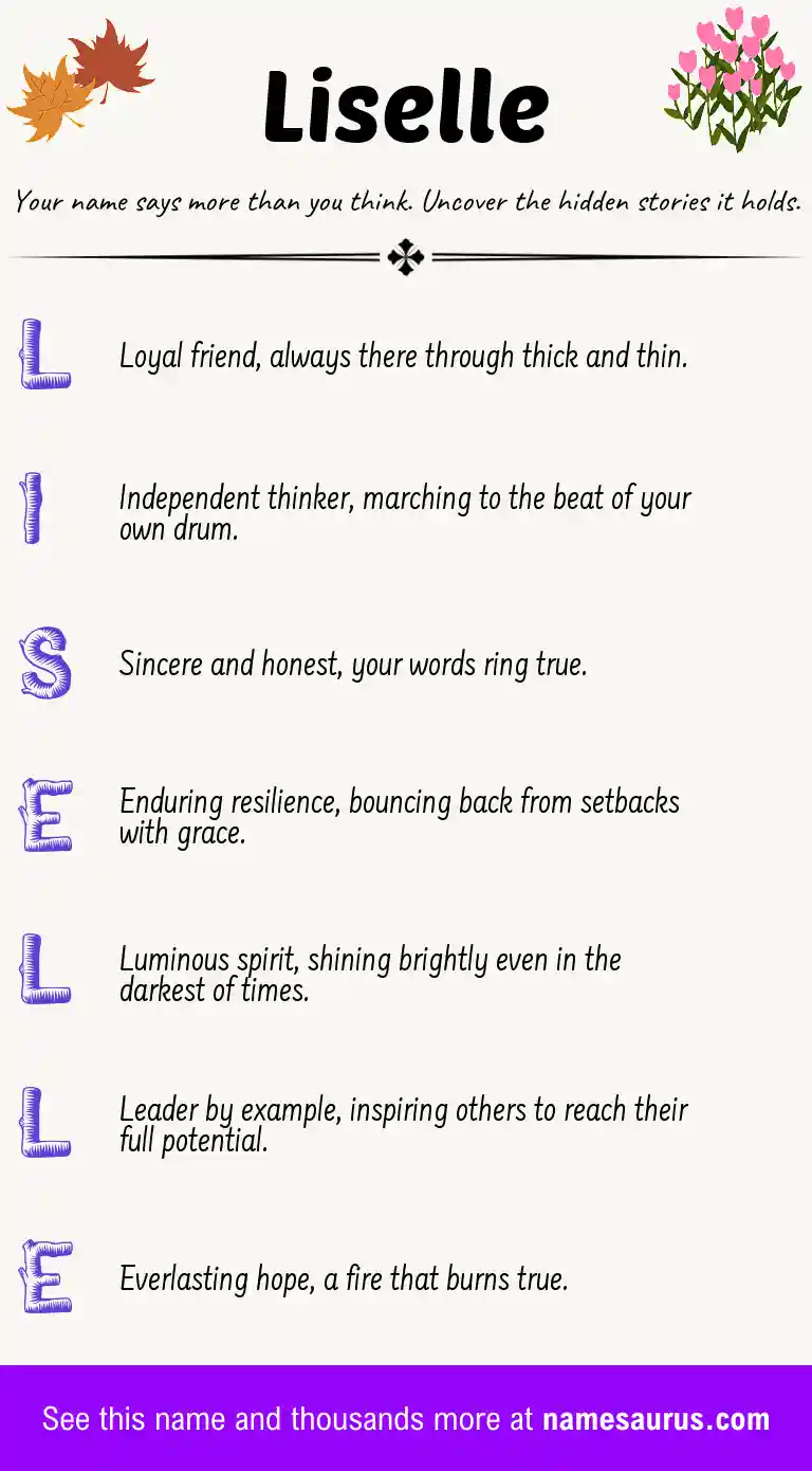 Acrostic poem about Liselle.