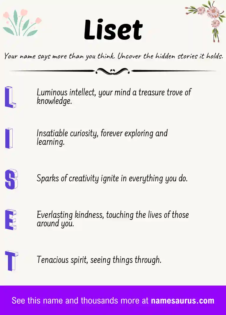 Acrostic poem about Liset.