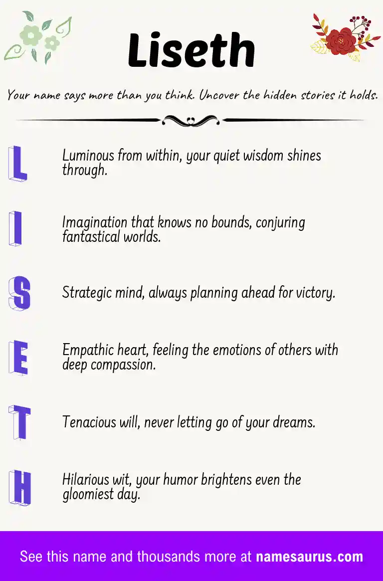 Acrostic poem about Liseth.