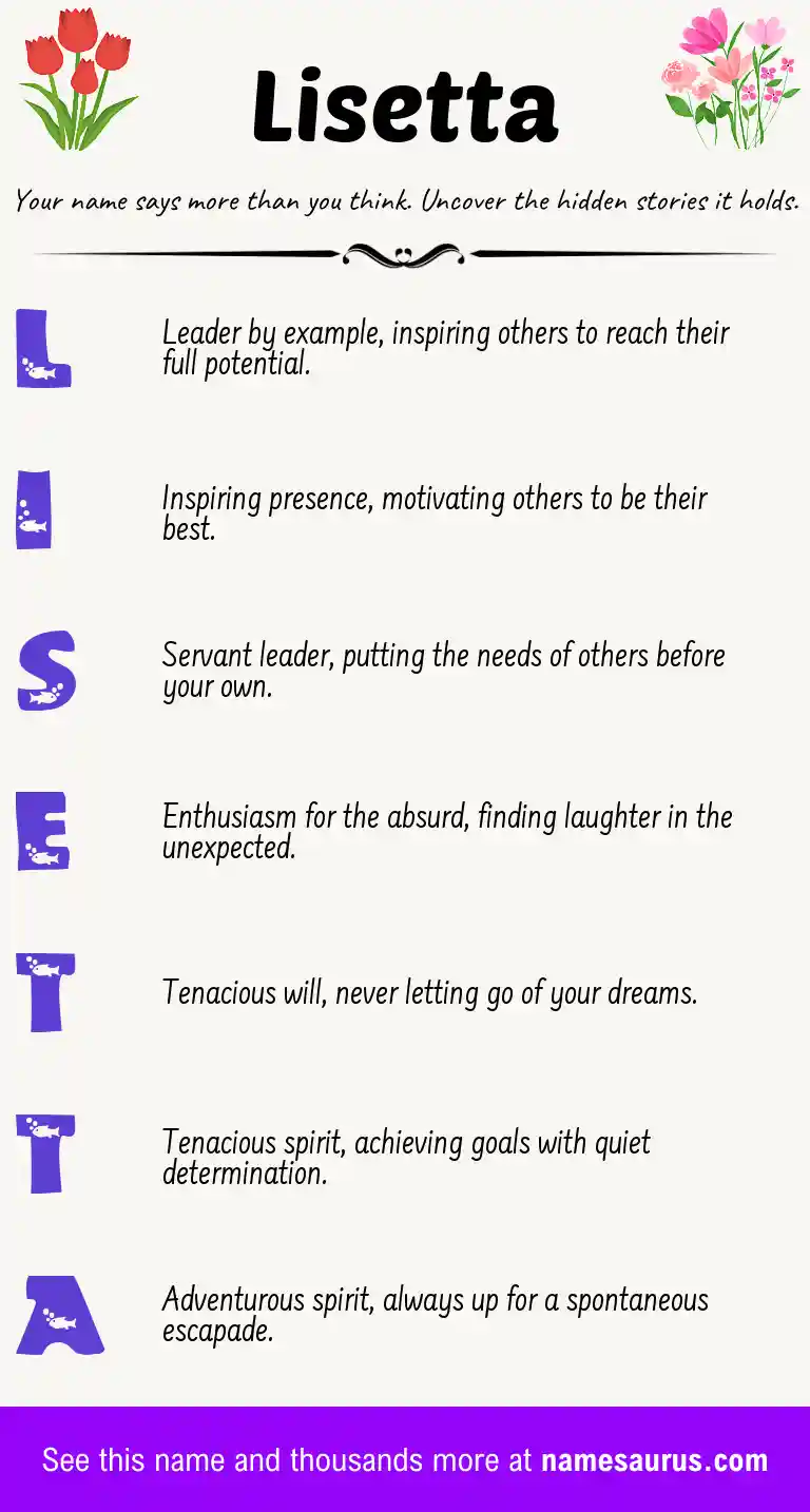 Acrostic poem about Lisetta.