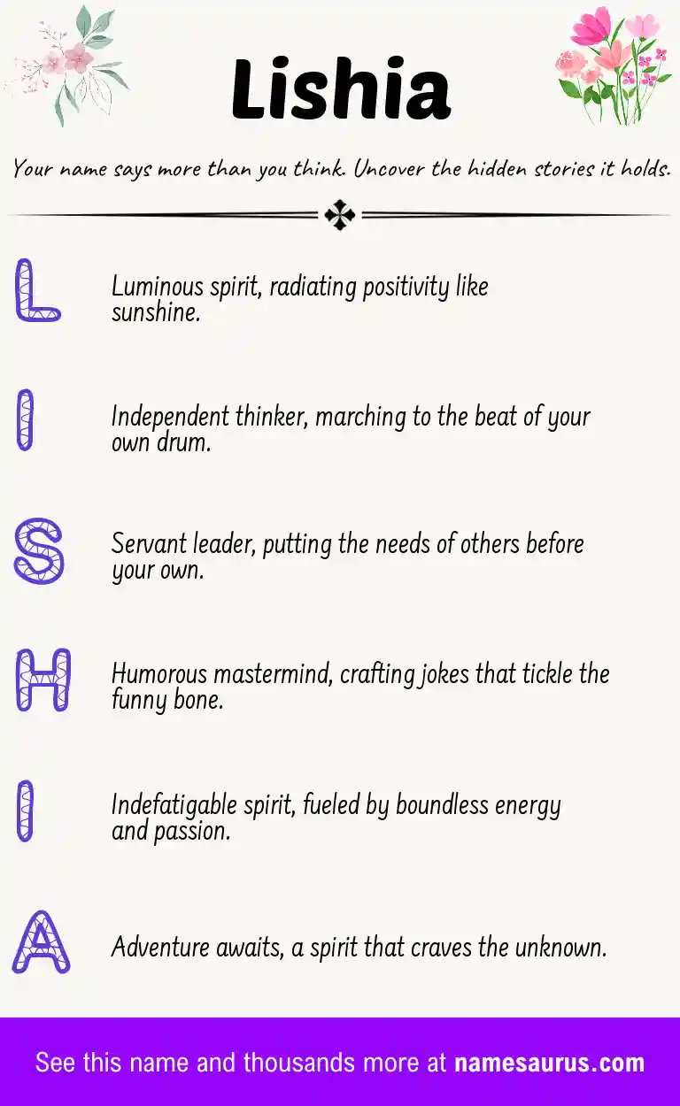 Acrostic poem about Lishia.