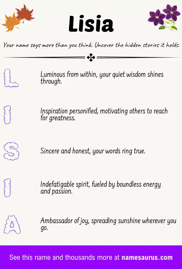 Acrostic poem about Lisia.