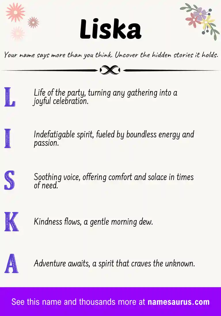 Acrostic poem about Liska.
