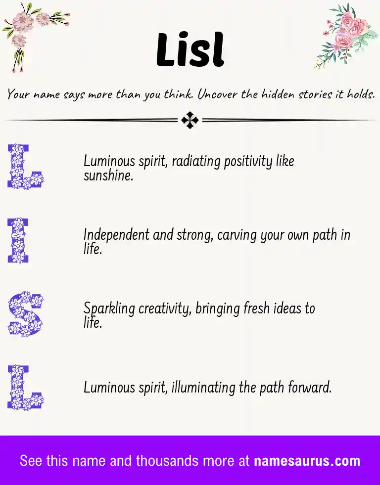 Acrostic poem about Lisl.