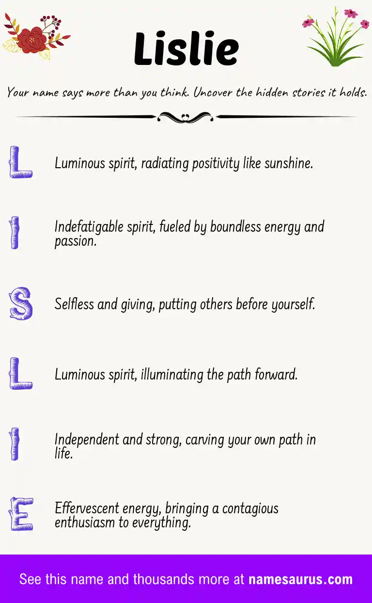 Acrostic poem about Lislie.