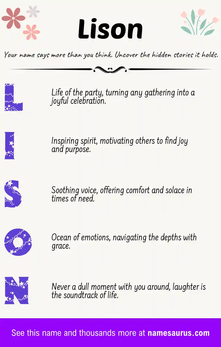 Acrostic poem about Lison.