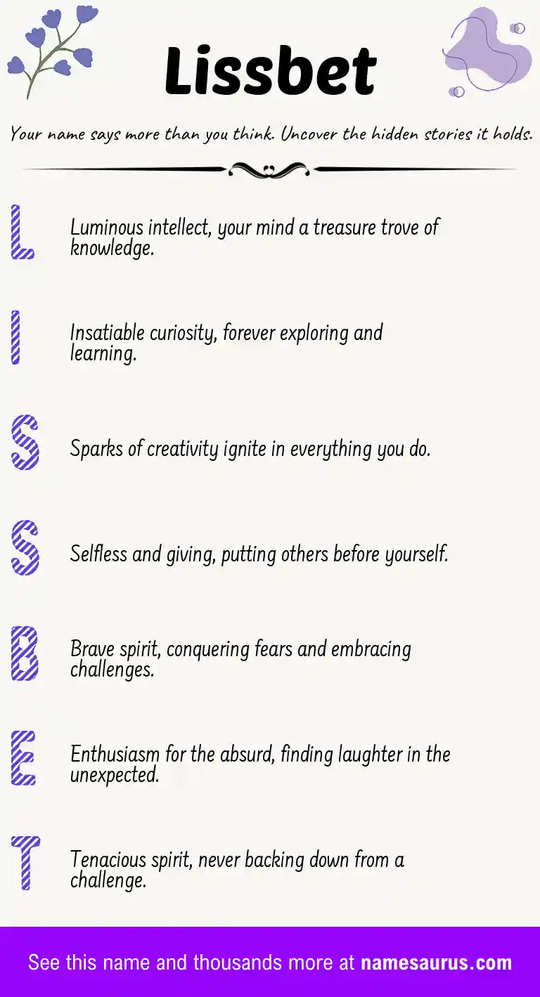 Acrostic poem about Lissbet.