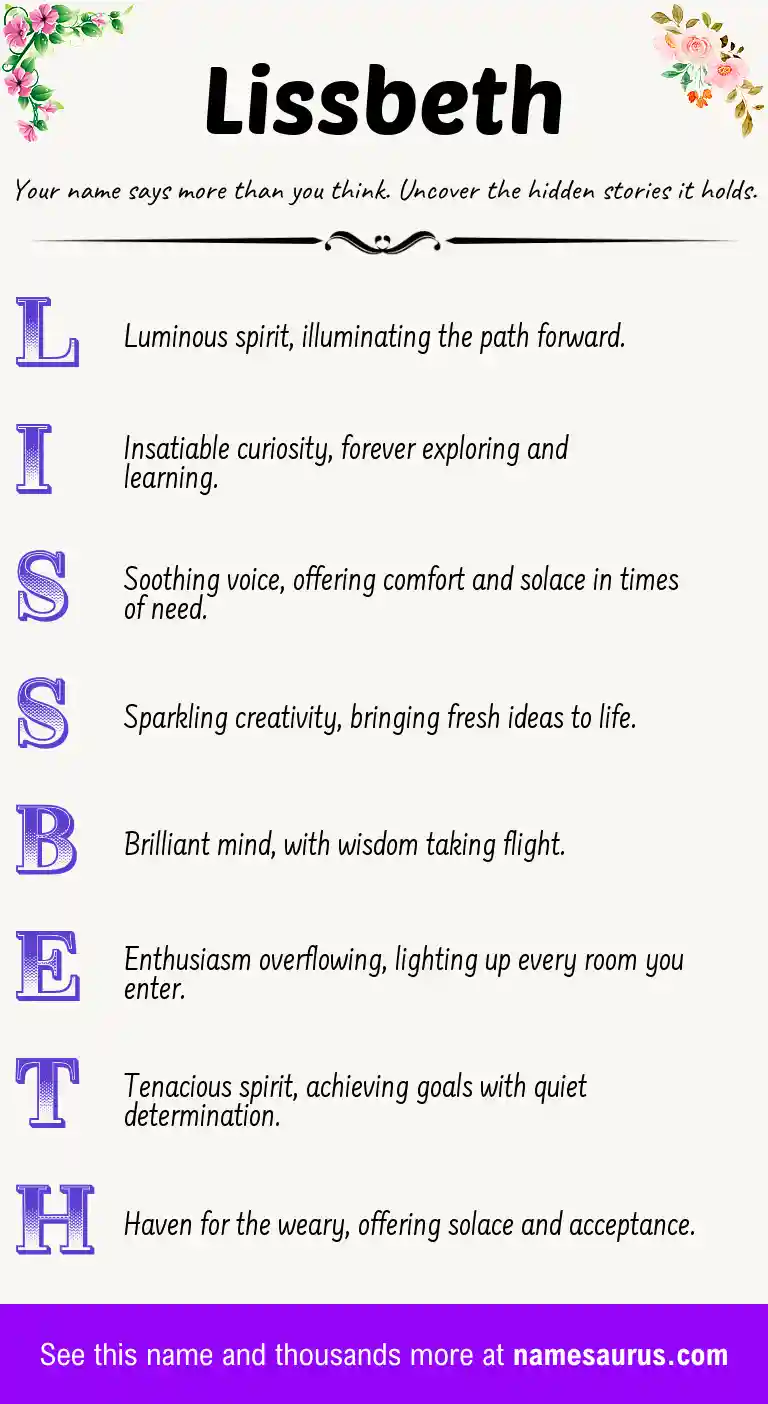 Acrostic poem about Lissbeth.