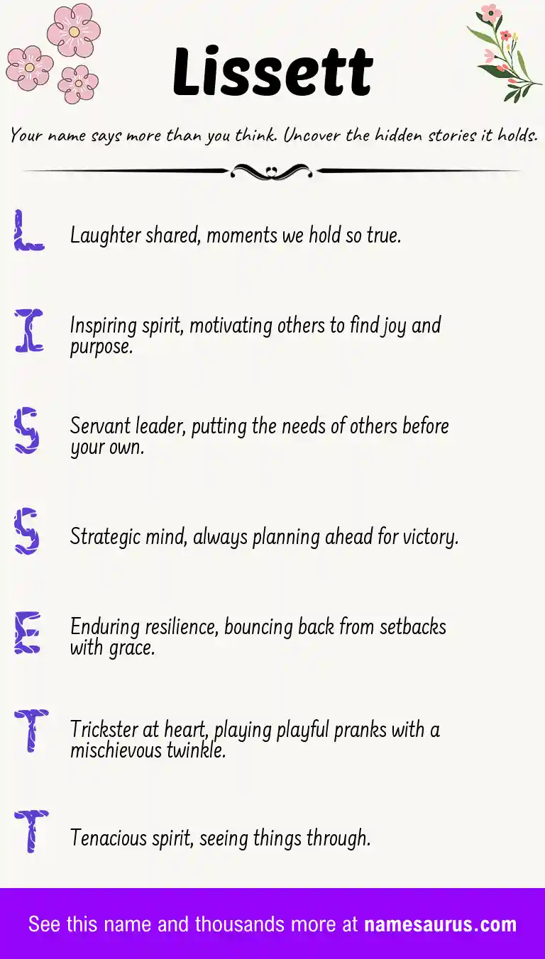 Acrostic poem about Lissett.