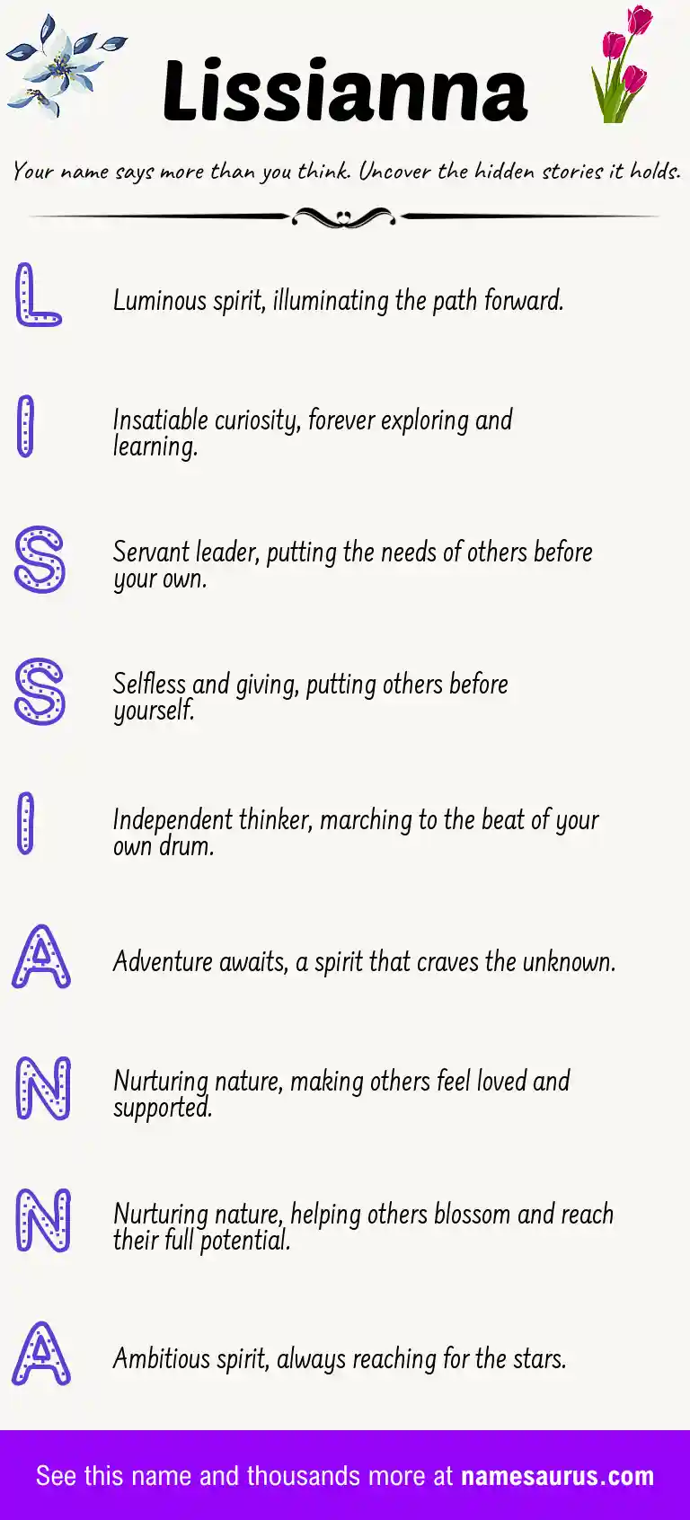 Acrostic poem about Lissianna.
