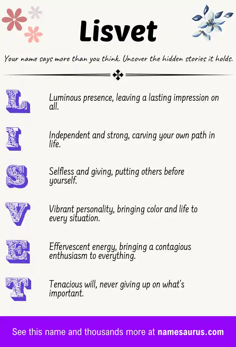 Acrostic poem about Lisvet.
