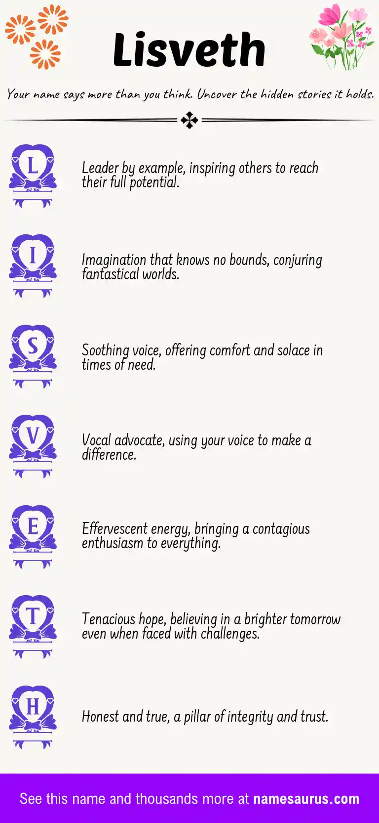 Acrostic poem about Lisveth.