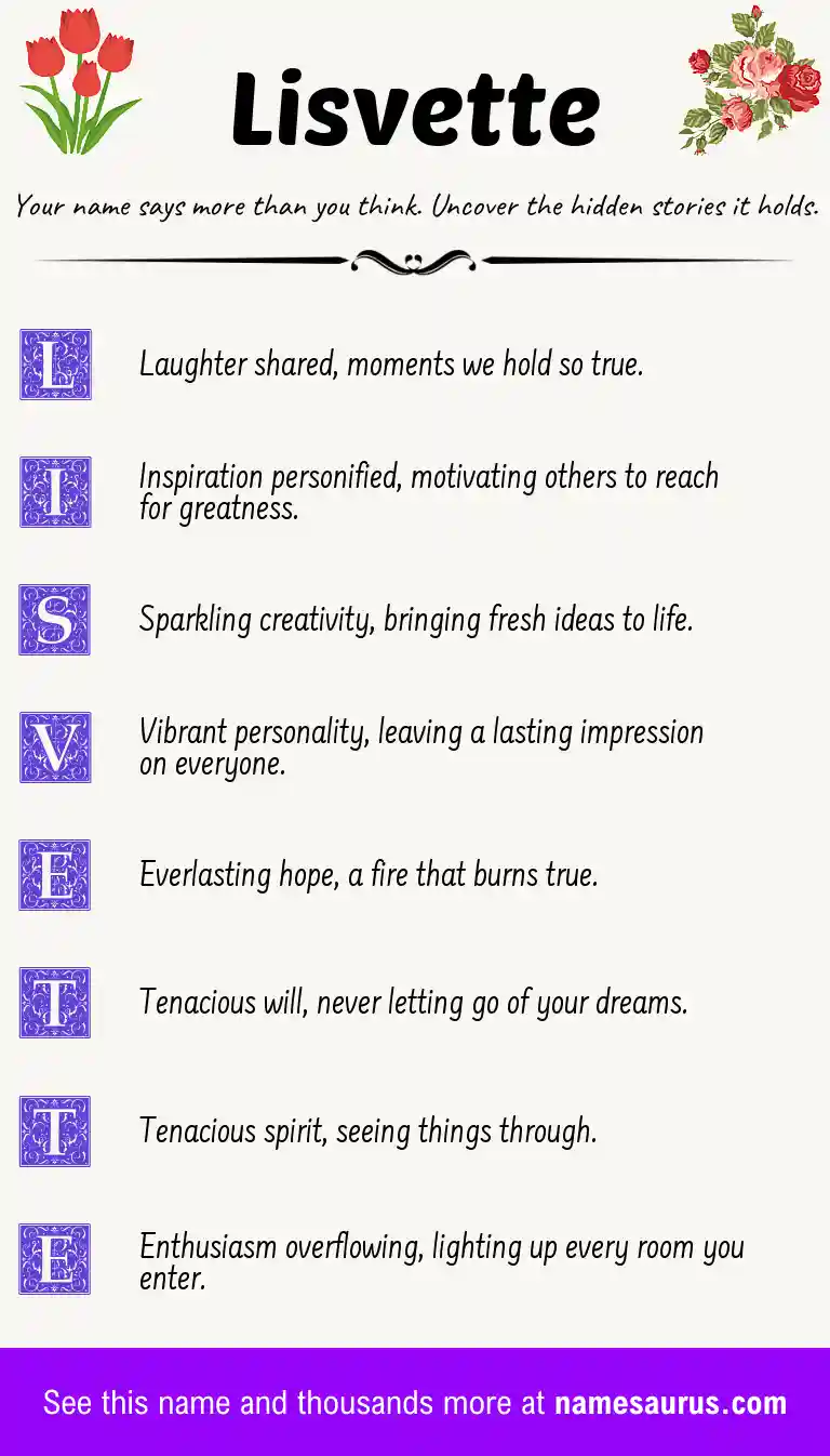 Acrostic poem about Lisvette.