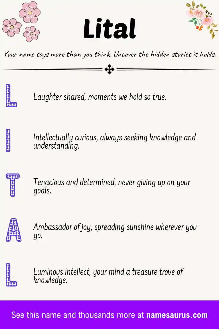 Acrostic poem about Lital.