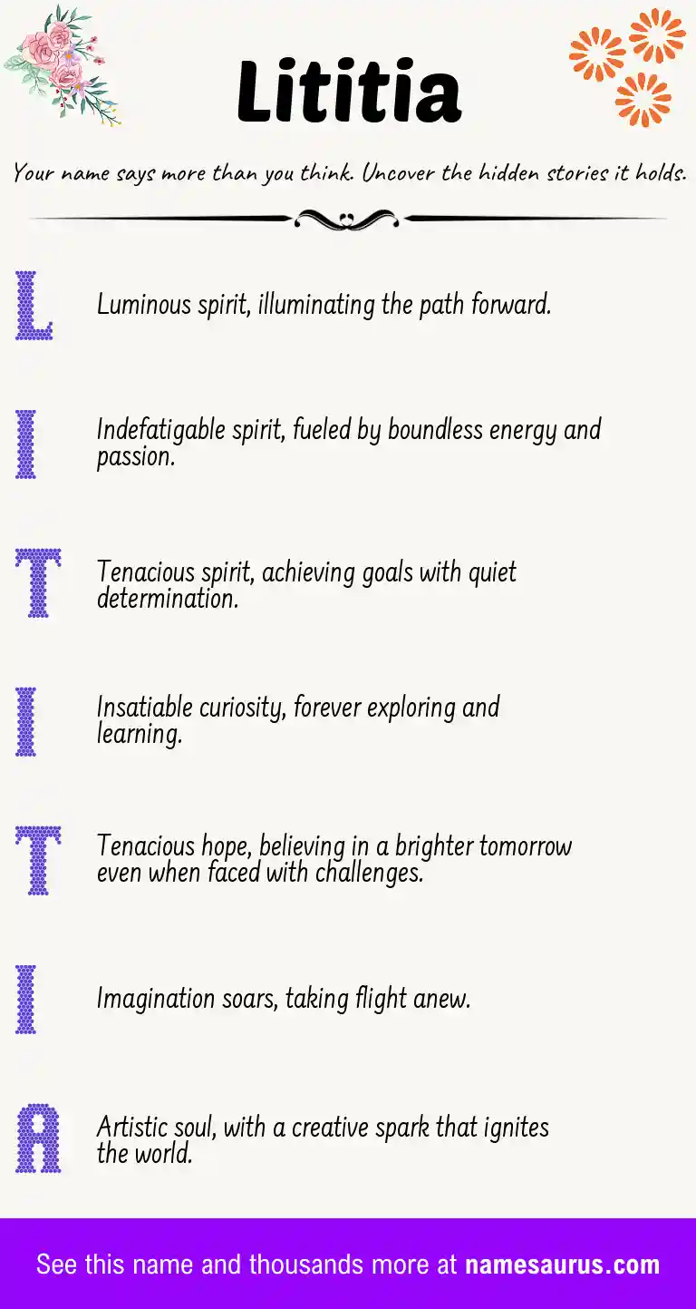 Acrostic poem about Lititia.