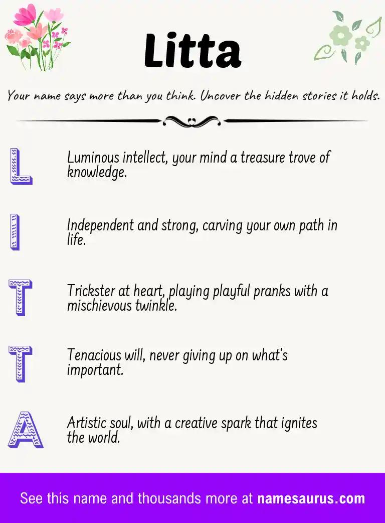 Acrostic poem about Litta.