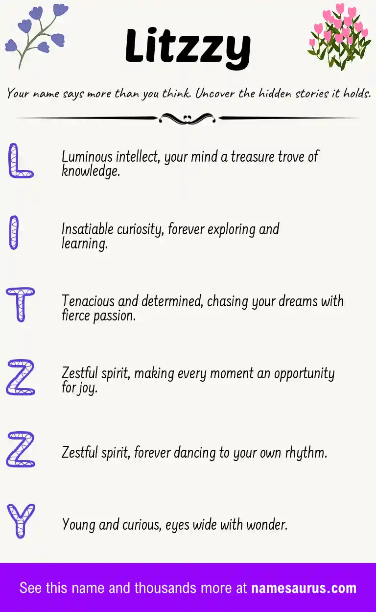 Acrostic poem about Litzzy.