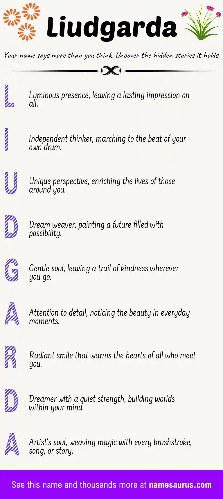 Acrostic poem about Liudgarda.