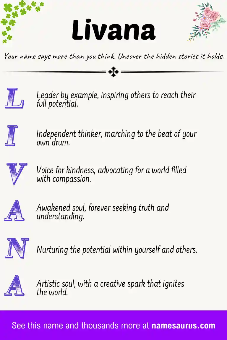 Acrostic poem about Livana.
