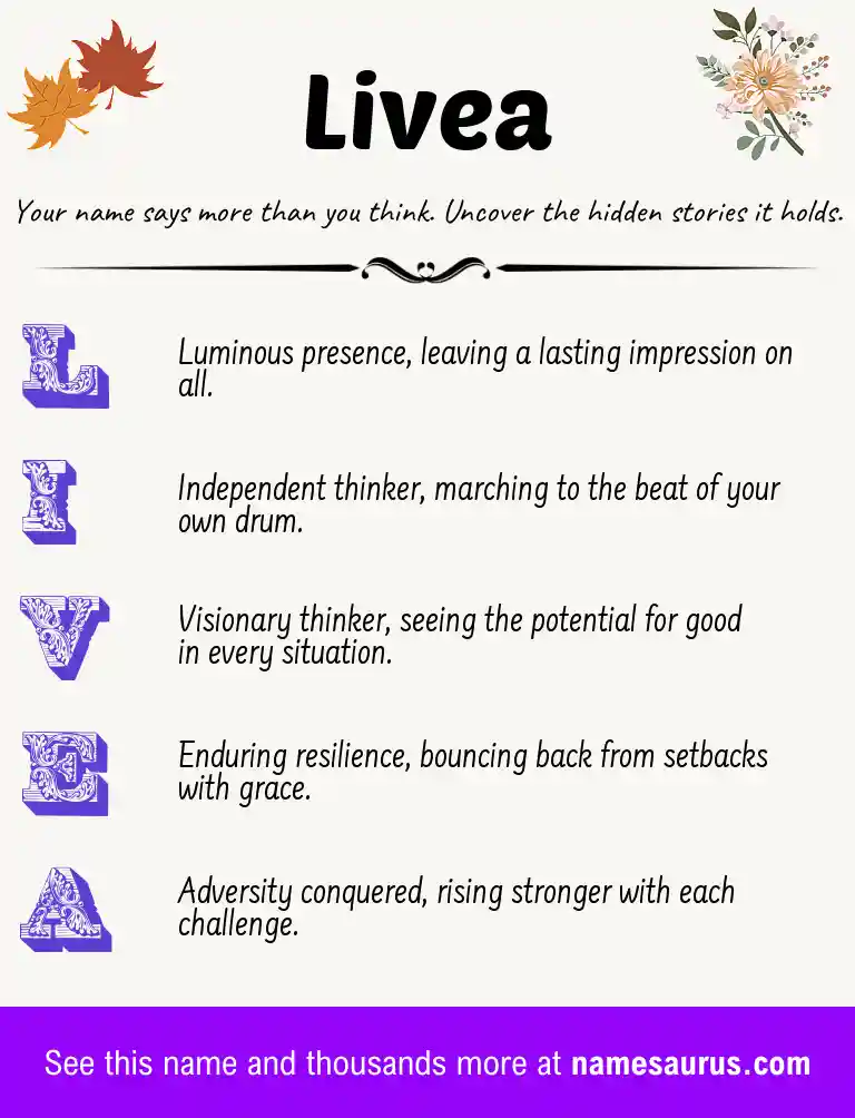 Acrostic poem about Livea.