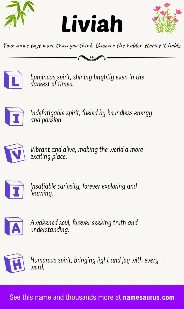 Acrostic poem about Liviah.