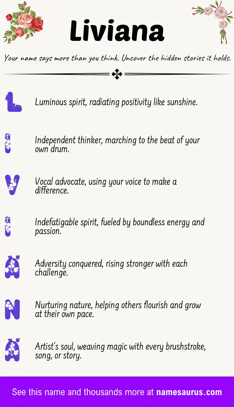 Acrostic poem about Liviana.