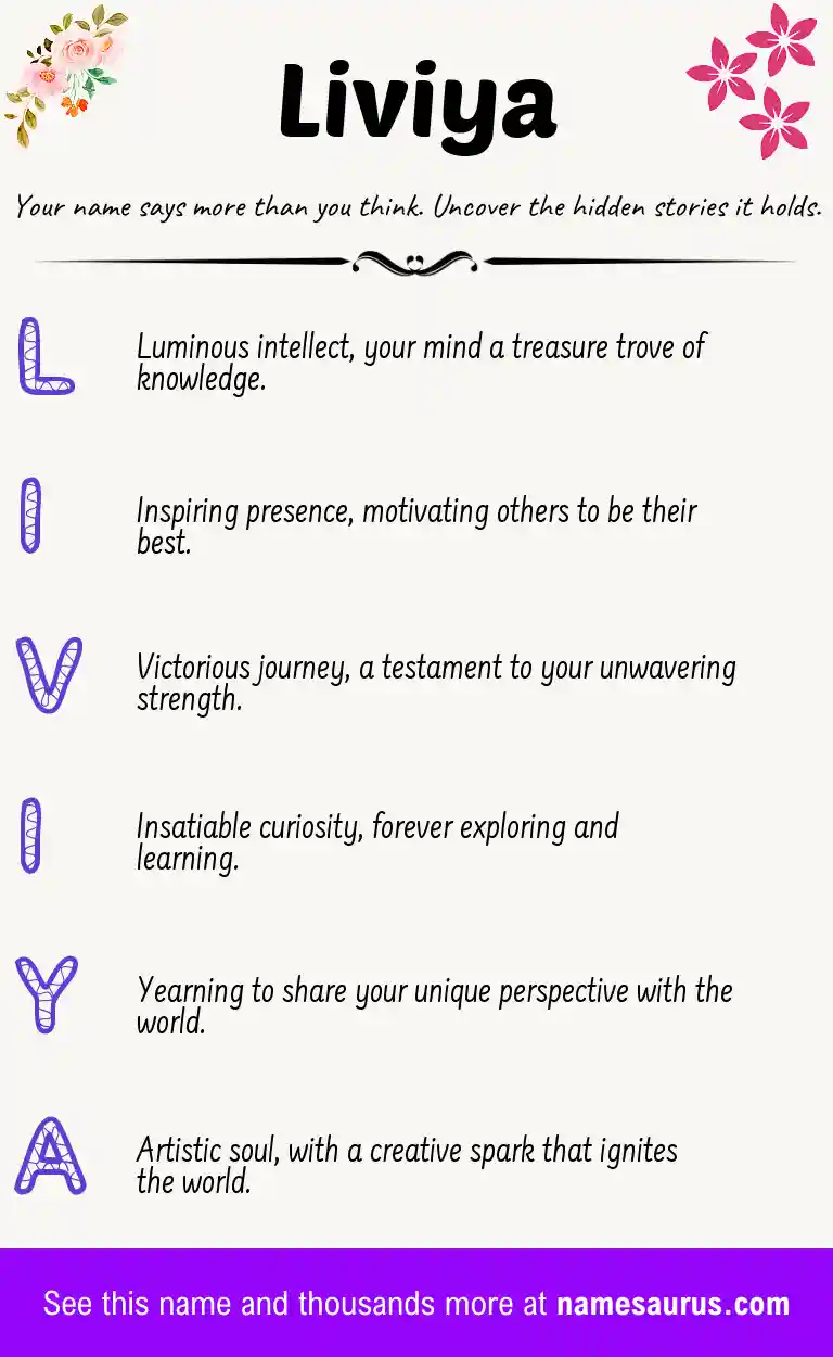 Acrostic poem about Liviya.