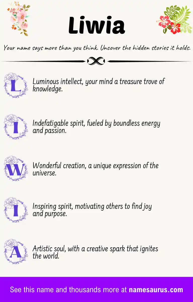 Acrostic poem about Liwia.