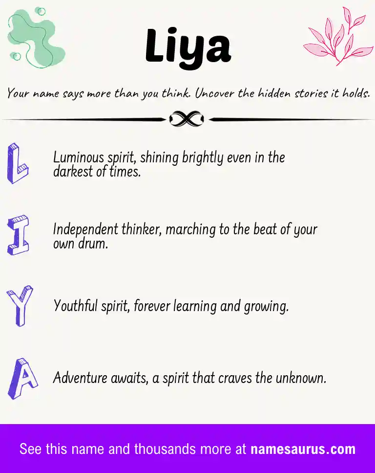 Acrostic poem about Liya.