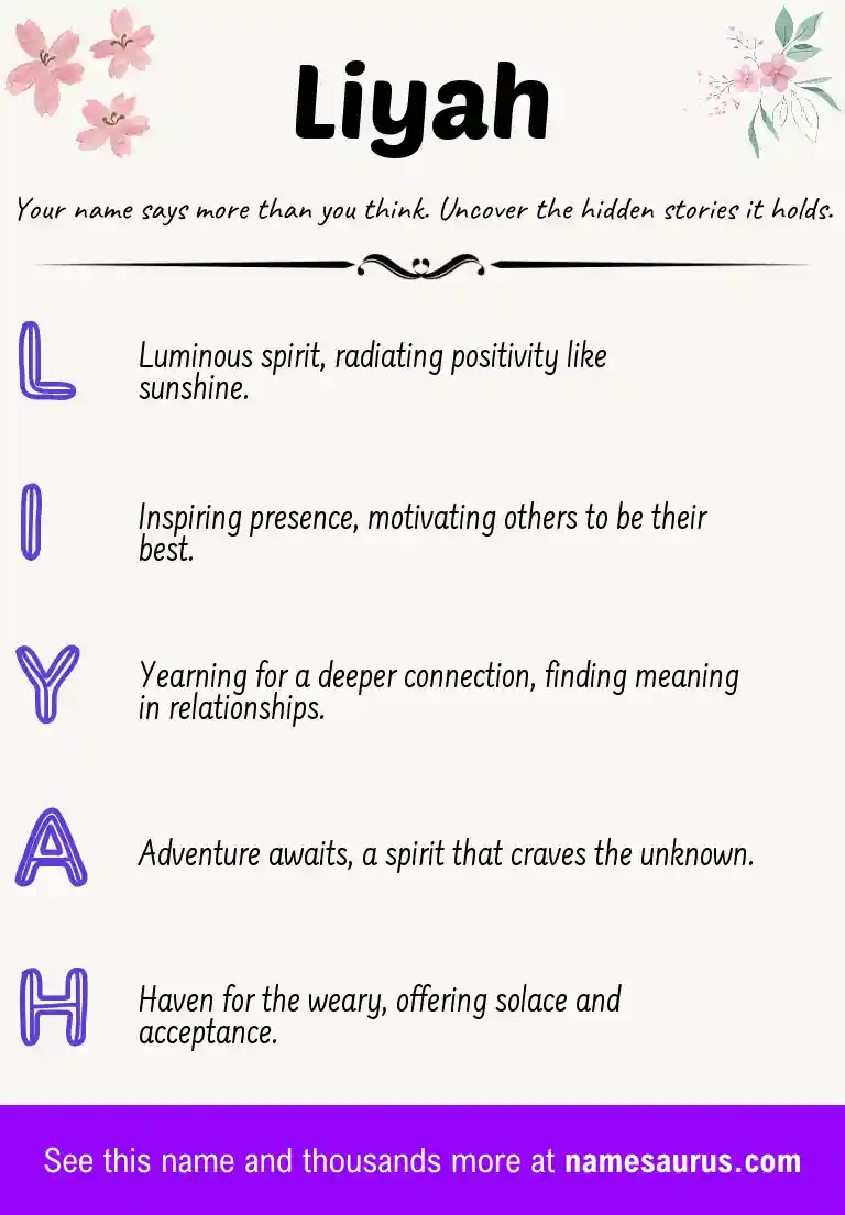 Acrostic poem about Liyah.