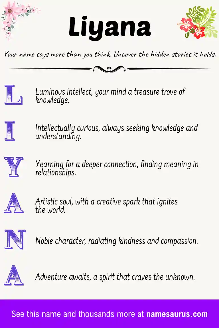 Acrostic poem about Liyana.