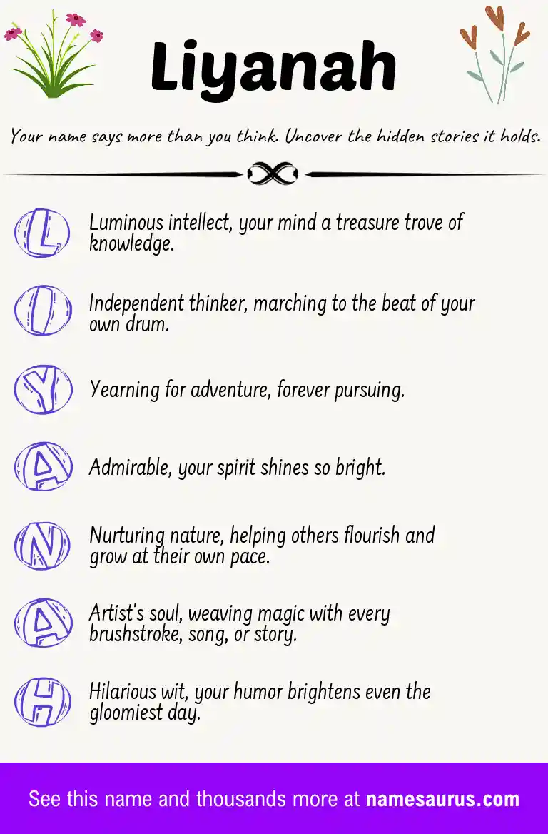 Acrostic poem about Liyanah.