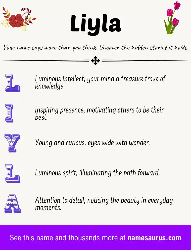 Acrostic poem about Liyla.