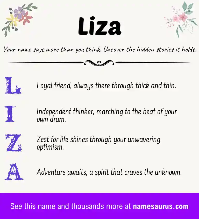 Acrostic poem about Liza.