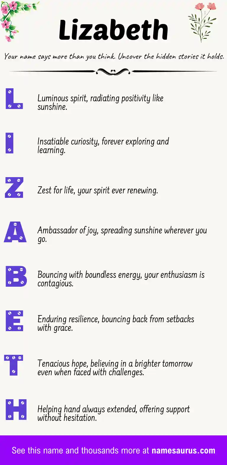 Acrostic poem about Lizabeth.