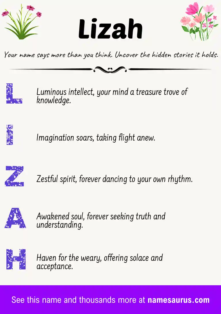 Acrostic poem about Lizah.