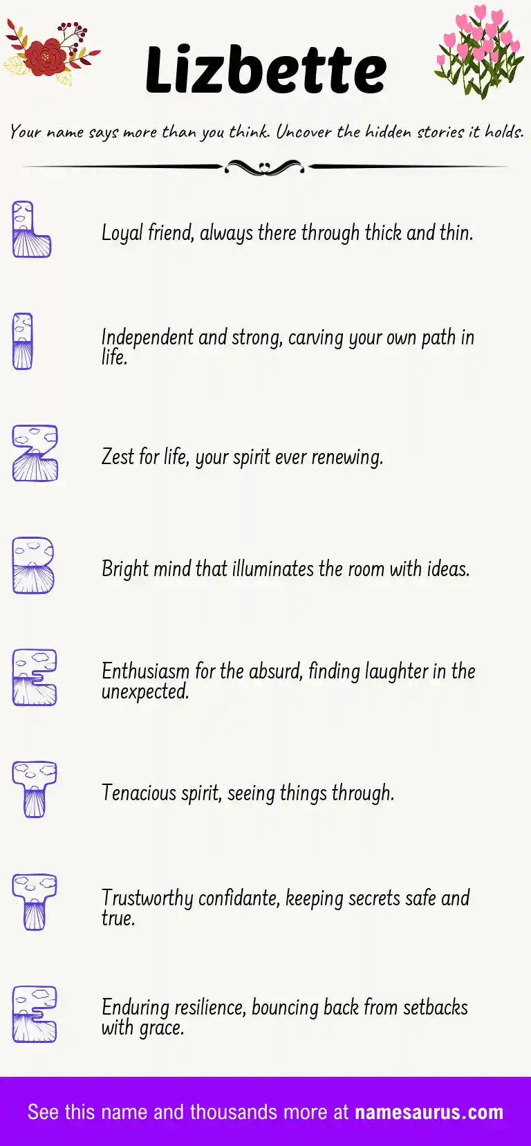 Acrostic poem about Lizbette.