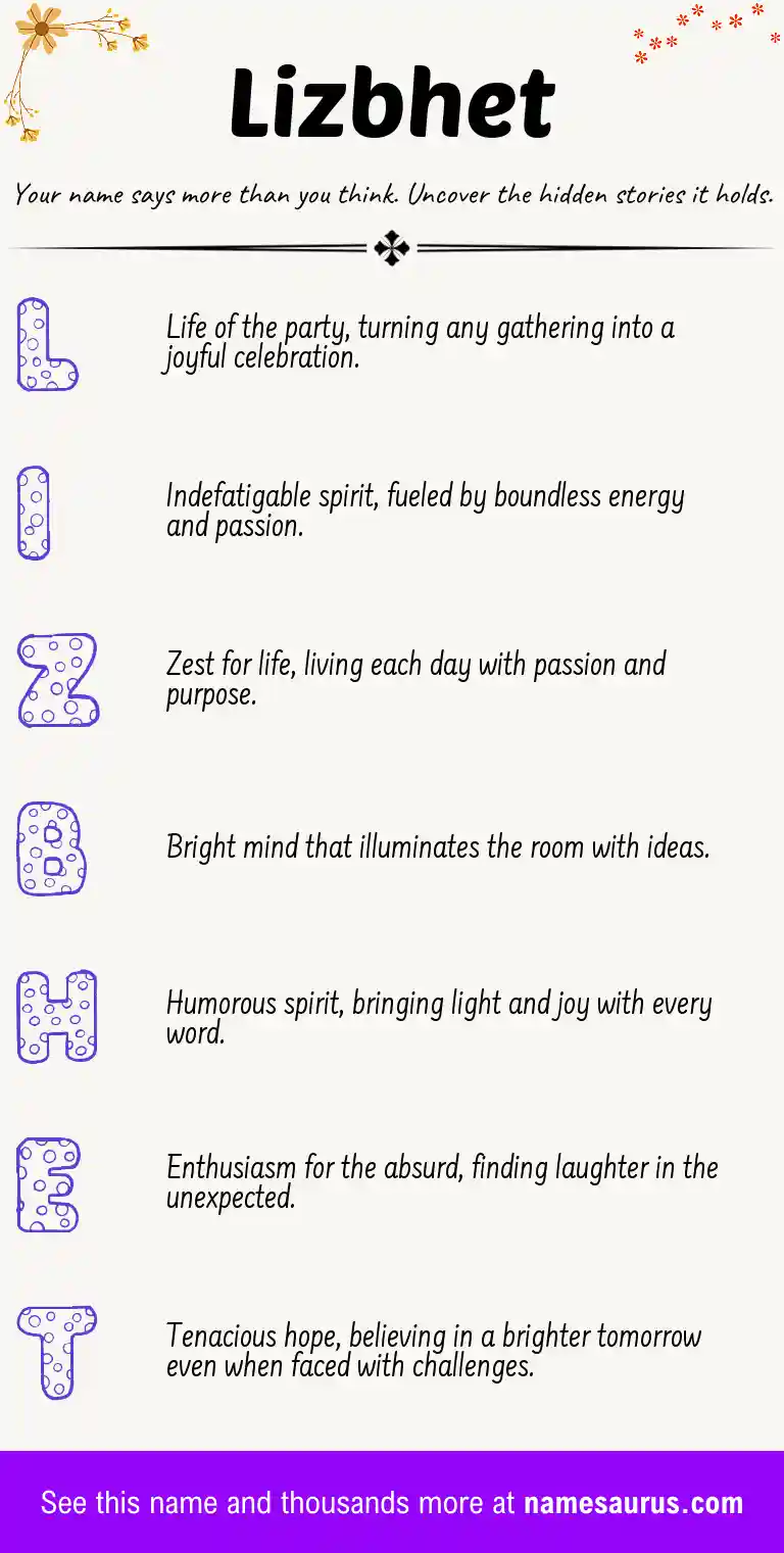 Acrostic poem about Lizbhet.