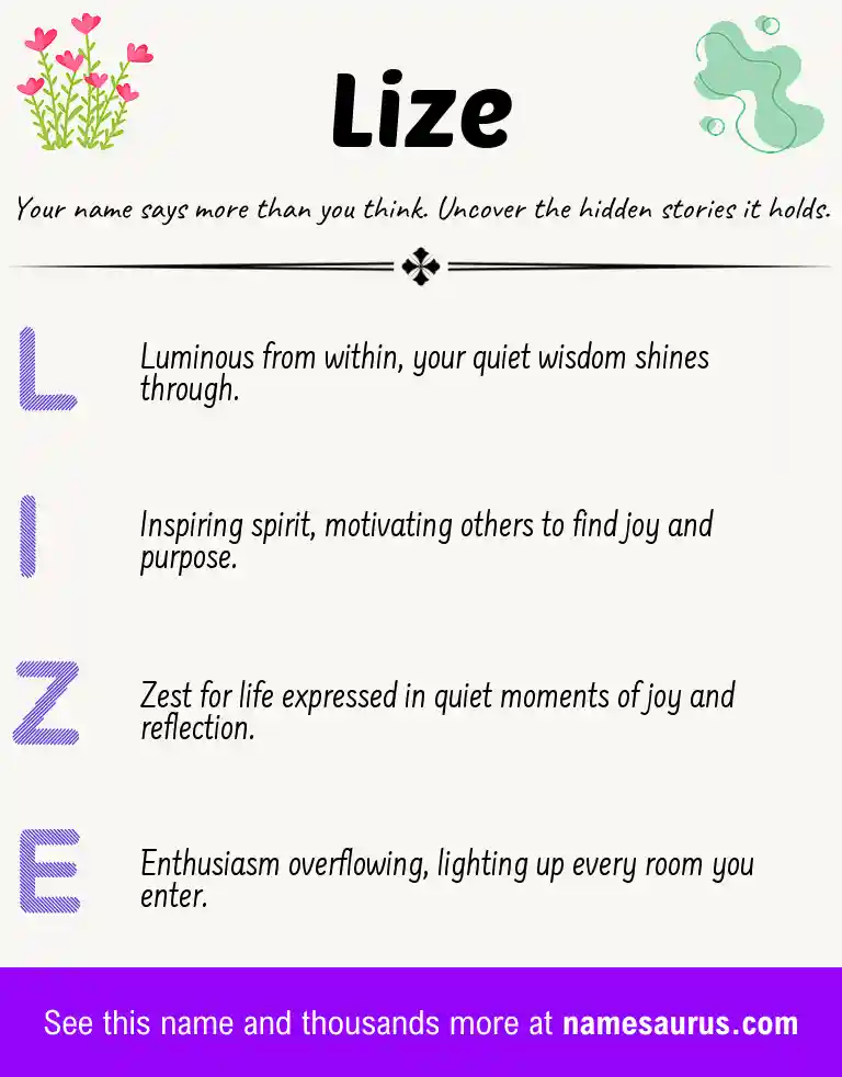Acrostic poem about Lize.