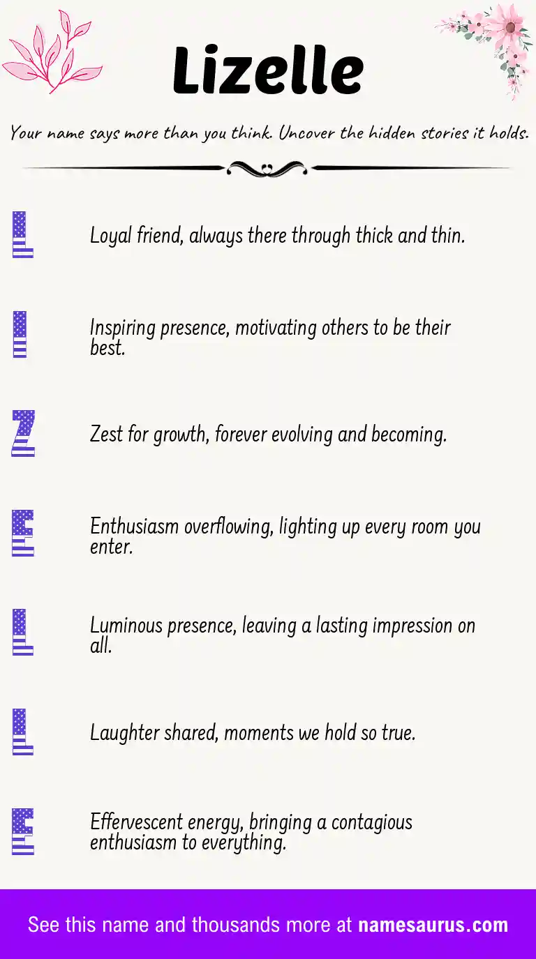 Acrostic poem about Lizelle.