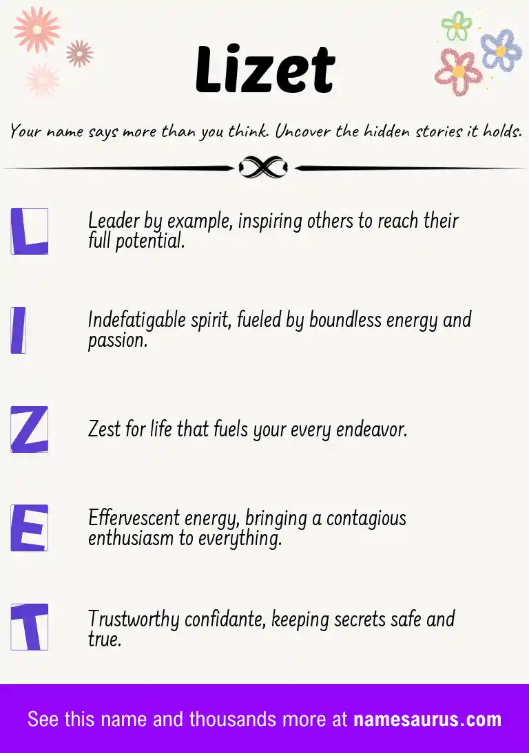 Acrostic poem about Lizet.