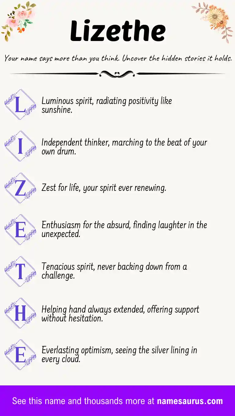 Acrostic poem about Lizethe.
