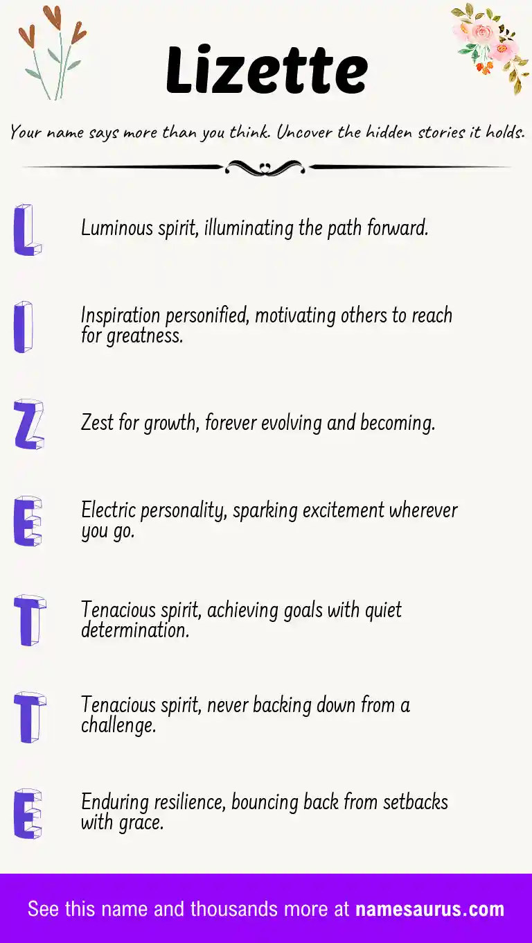 Acrostic poem about Lizette.