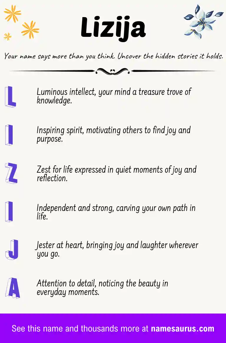 Acrostic poem about Lizija.