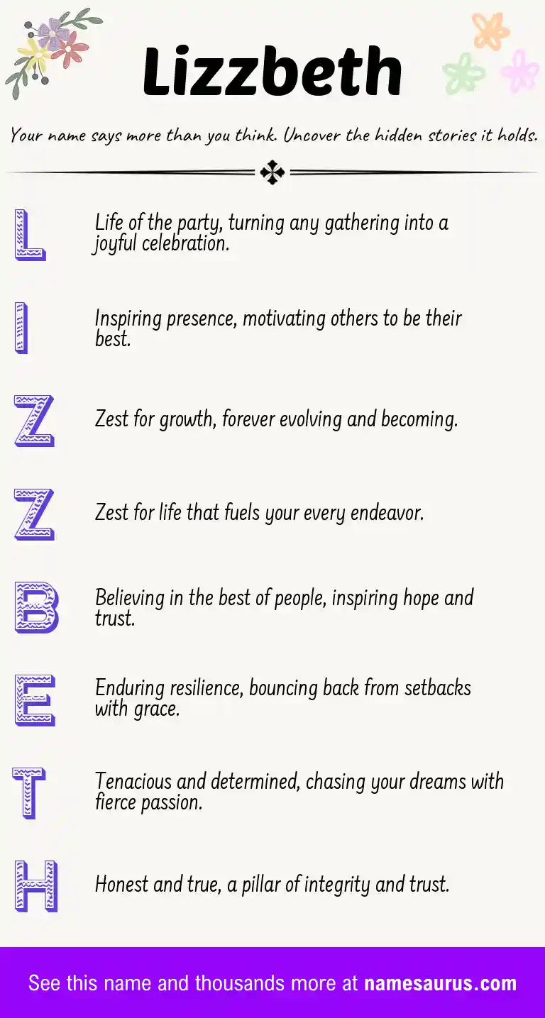Acrostic poem about Lizzbeth.