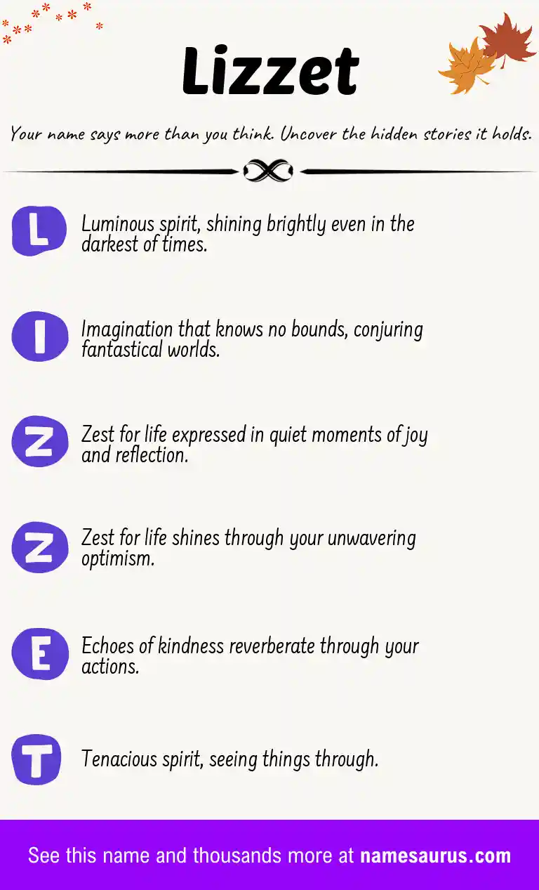 Acrostic poem about Lizzet.